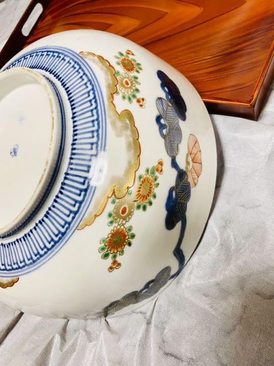 古伊万里 伊万里 大鉢 特大 色絵 麒麟 鶴 手描き金彩 展示品 大珍品❗